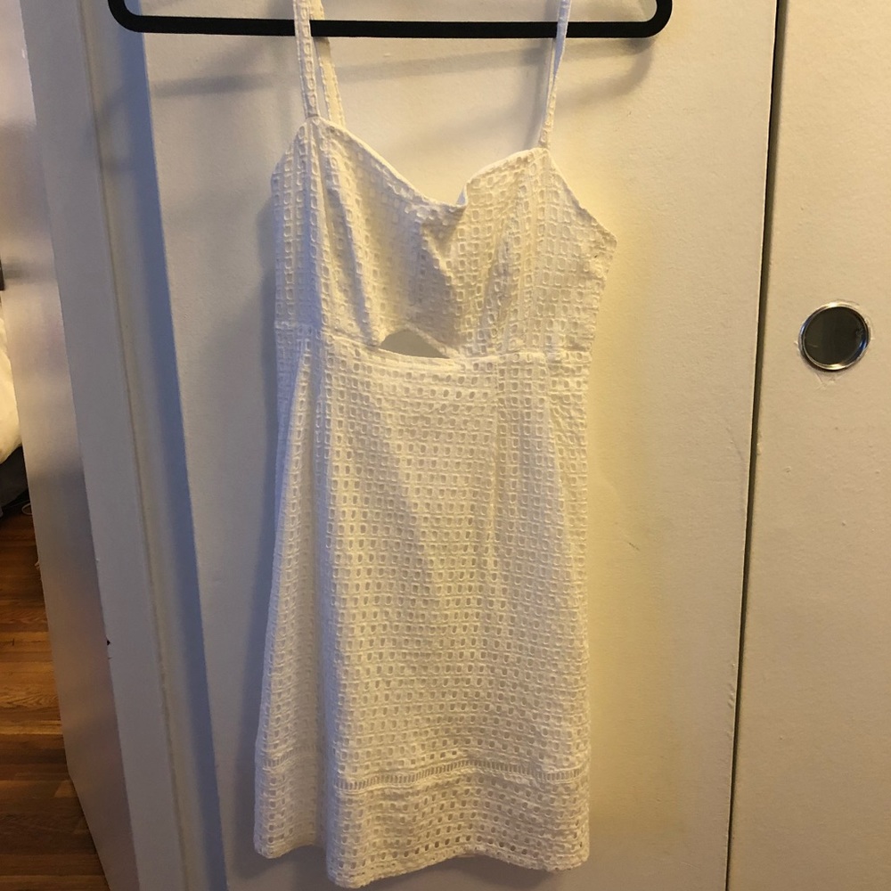 Cut out in front and back white laser cut dress